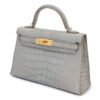 Hermes Mini Kelly II Gris Perle Matte Crocodile Gold Hardware