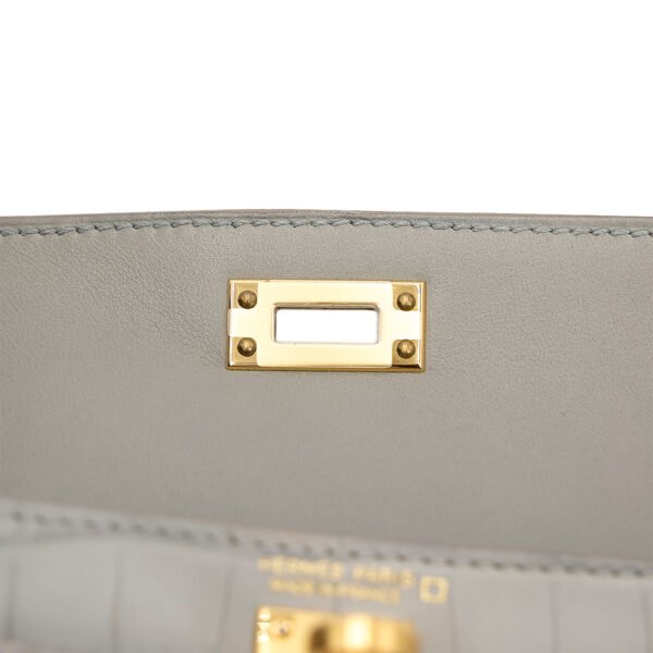 Hermes Mini Kelly II Gris Perle Matte Crocodile Gold Hardware