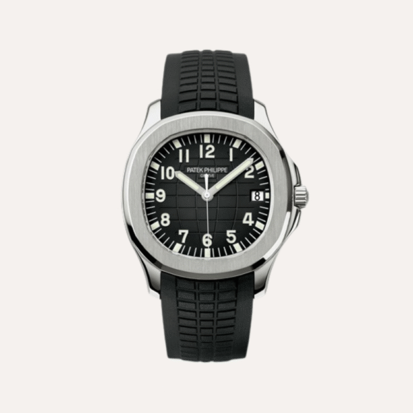 Patek Philippe Aquanaut 5167A-001 40.8mm, Stainless Steel, Black Embossed Dial, Black Tropical Strap, Stainless Steel Bezel.