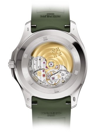 Patek Philippe Aquanaut 5168G-010 42.2mm, White Gold, Khaki Green Embossed Dial, Khaki Green Tropical Strap, White Gold Bezel.