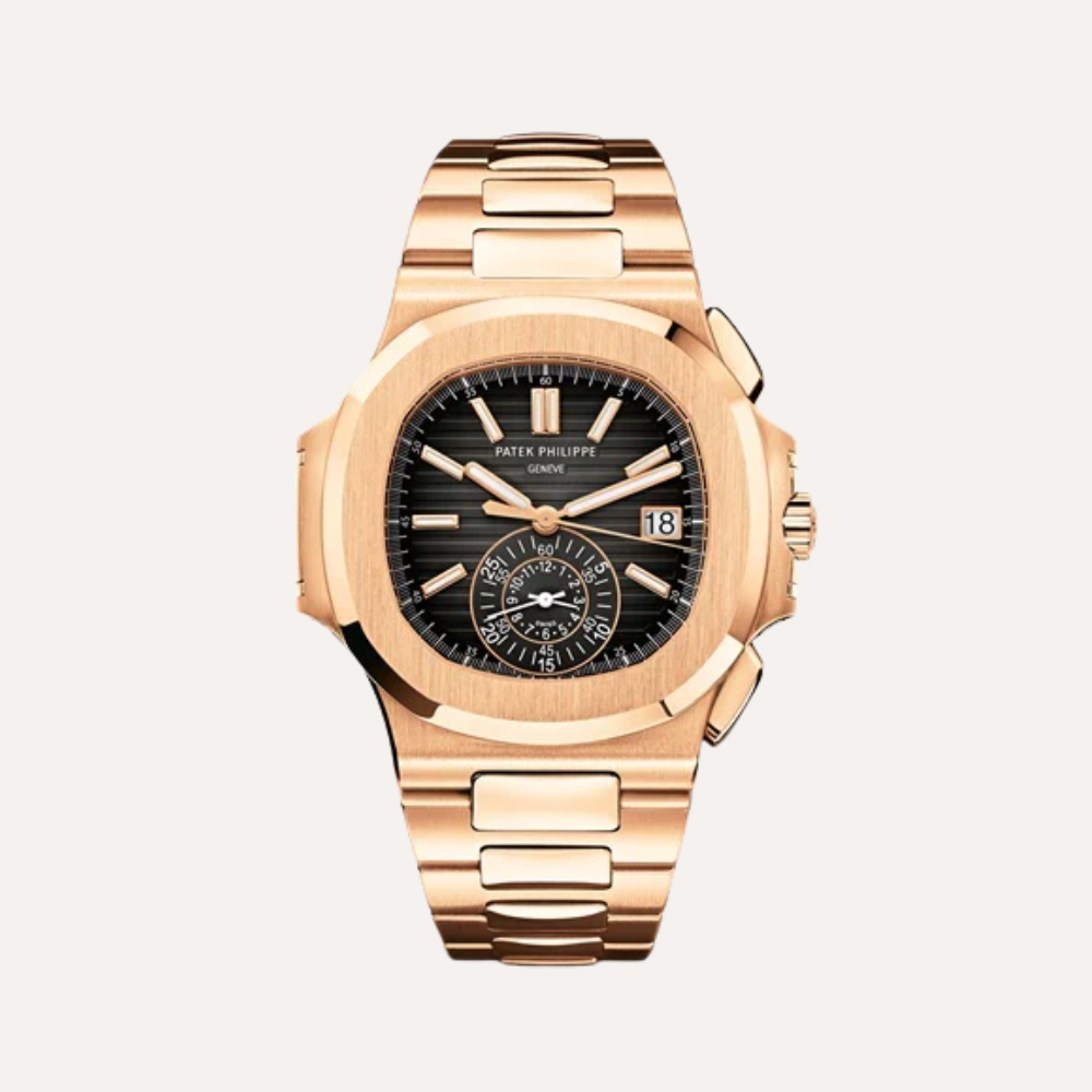 Patek Philippe Nautilus 5980/1R 40.5mm, Rose Gold, Gradient Black Embossed Dial, Rose Gold Bracelet, Rose Gold Bezel.