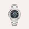 Patek Philippe Nautilus 5990/1A-011, 40.5mm, Stainless Steel, Blue Ray Sunburst Dial, Travel Time Chronograph.