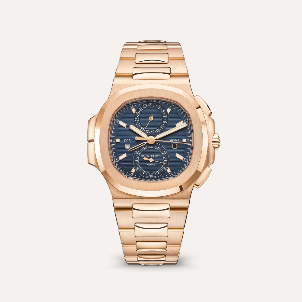 Patek Philippe Nautilus 5990/1R 40.5mm, Rose Gold, Sunburst Blue Dial, Rose Gold Bracelet, Rose Gold Bezel.