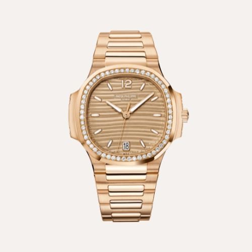 Patek Philippe Nautilus Ladies Automatic 7118/1200R-010, 35.2mm, 18K Rose Gold, Diamond Bezel.
