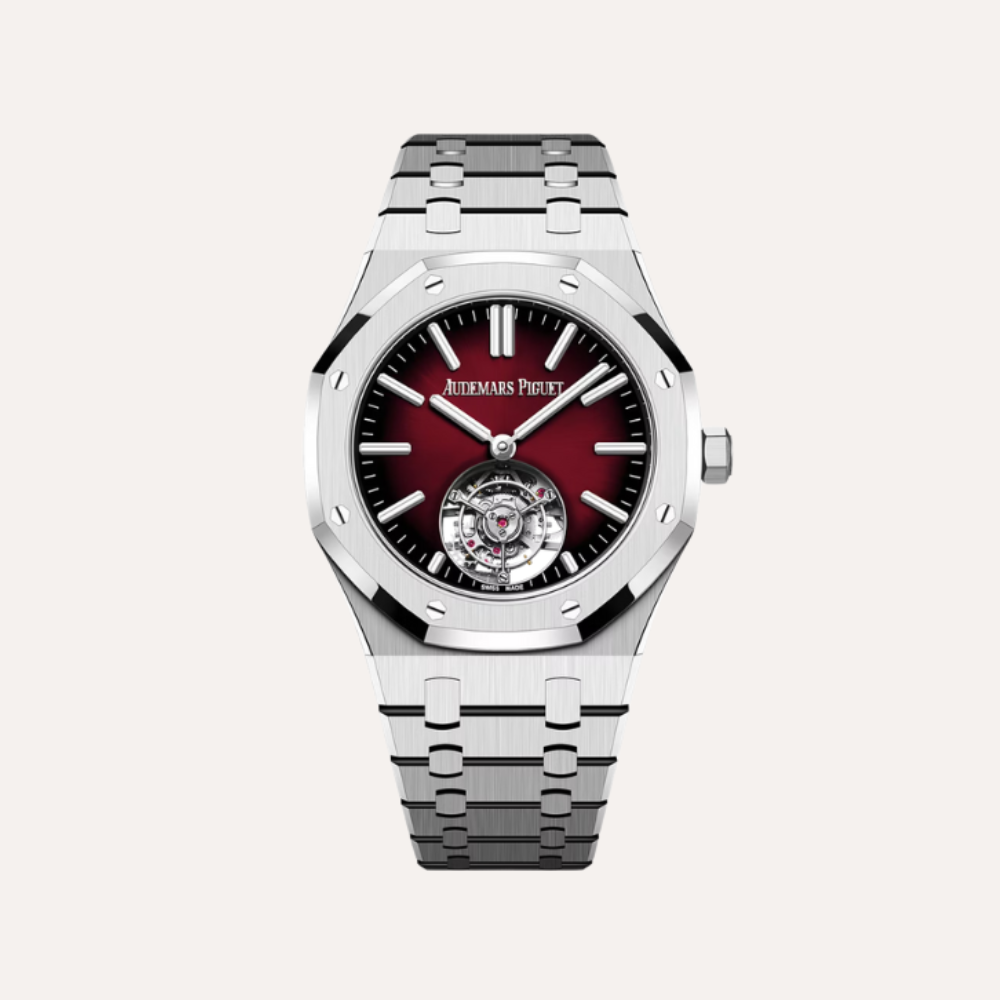 Audemars Piguet Royal Oak Flying Tourbillon 41mm, Stainless Steel, Smoked Burgundy Dial