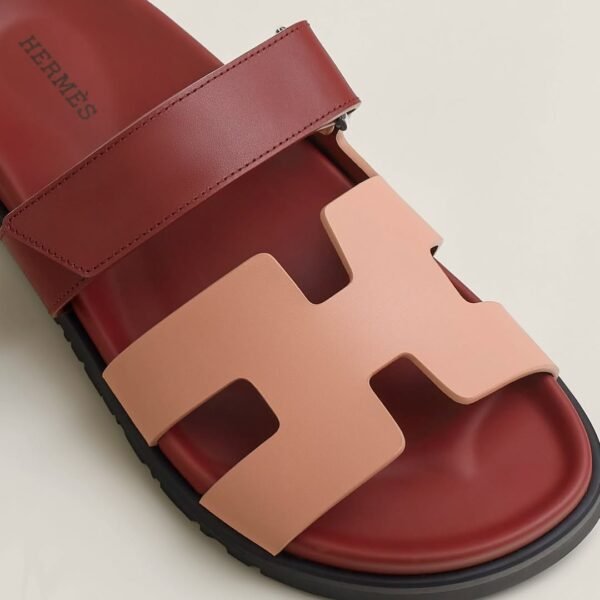 Hermes Chypre  Sandal Beige Perlino / Rouge H