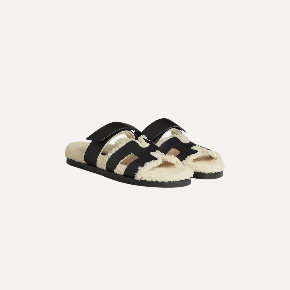 Hermes Chypre Sandal  Noir / Écru