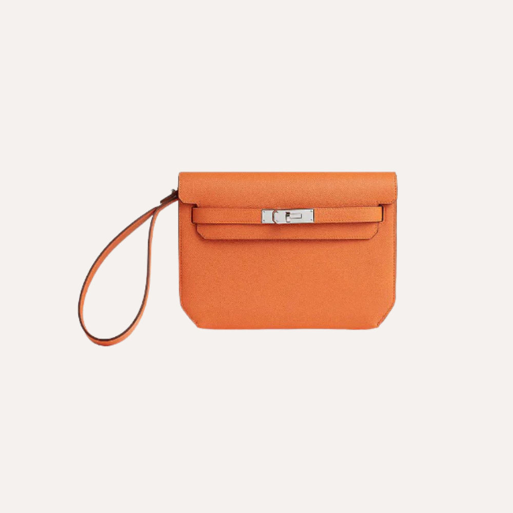 Hermes Kelly Depeche 25 Orange Palladium Epsom Palladium Hardware