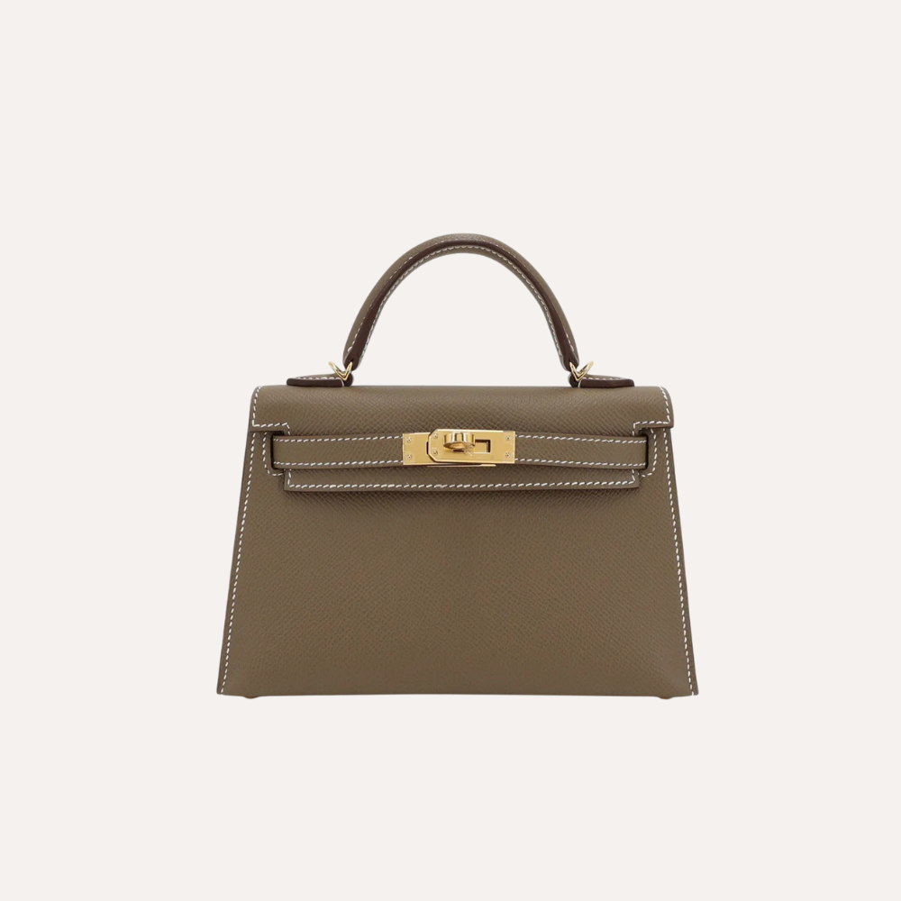 Hermes Mini Kelly II Etoupe Epsom Gold Hardware