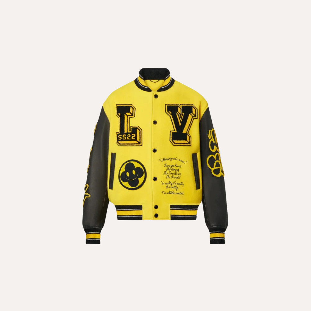 Louis Vuitton Leather Embroidered Varsity Men's Black