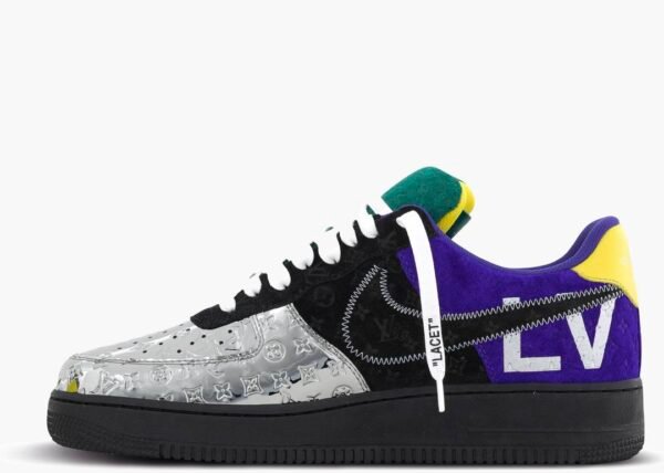 Louis Vuitton Nike Air Force 1 Low By Virgil Abloh Black Metallic Silver