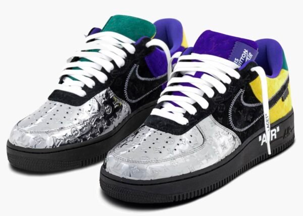 Louis Vuitton Nike Air Force 1 Low By Virgil Abloh Black Metallic Silver