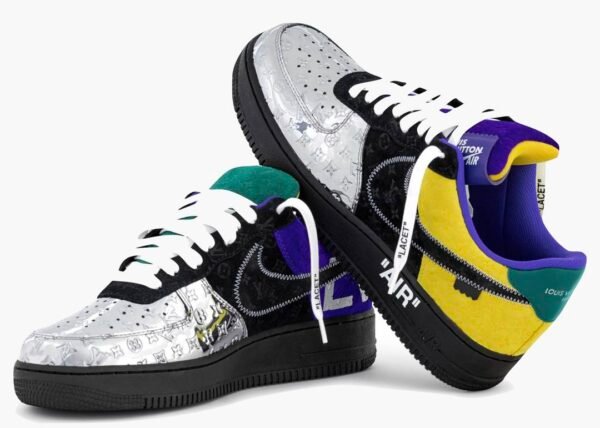 Louis Vuitton Nike Air Force 1 Low By Virgil Abloh Black Metallic Silver