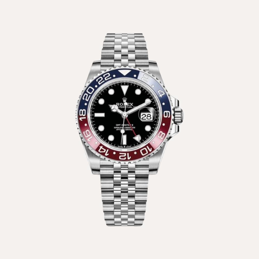 Rolex GMT-Master II “Pepsi” Black Blue Red Bezel Stainless Steel Jubilee 126710BLRO.