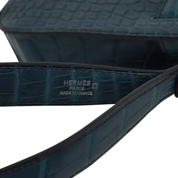 Hermes Kelly Depeche 25 Croco Vert Rousseau Palladium Hardware