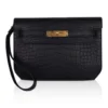 Hermes Kelly Depeche 25 Croco Black Gold Hardware
