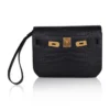 Hermes Kelly Depeche 25 Croco Black Gold Hardware