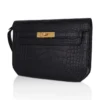 Hermes Kelly Depeche 25 Croco Black Gold Hardware