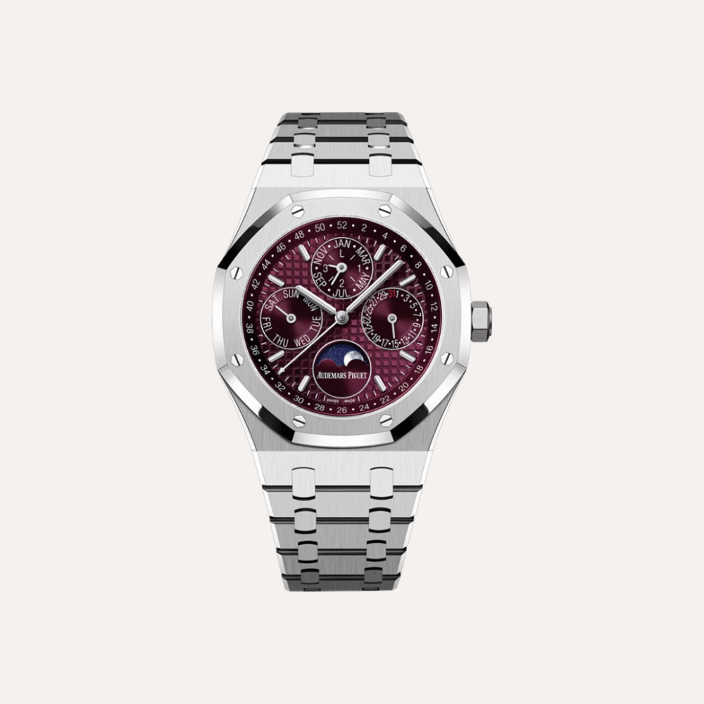 Audemars Piguet Royal Oak Perpetual Calendar 41mm, White Gold, Burgundy Dial.