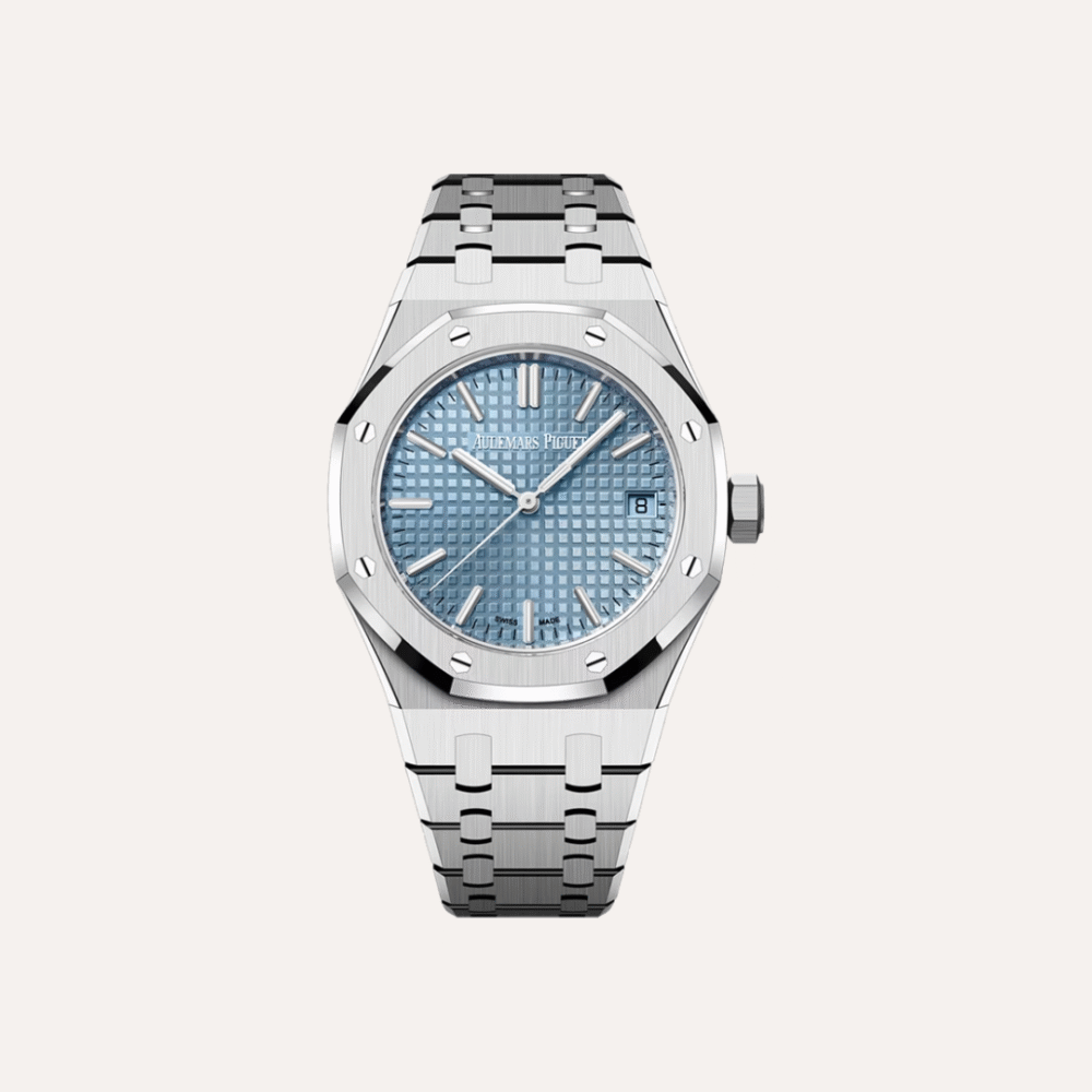 Audemars Piguet Royal Oak Selfwinding 37mm, Stainless Steel, Light Blue "Grande Tapisserie" Dial.