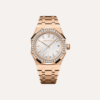 Audemars Piguet Royal Oak Selfwinding 37mm, Pink Gold, Silver-Toned "Grande Tapisserie" Dial, Diamond-Set Bezel.