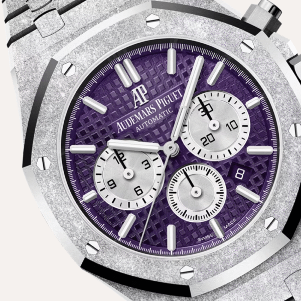 Audemars Piguet Frosted Gold Chronograph 41mm, White Gold, Purple Dial