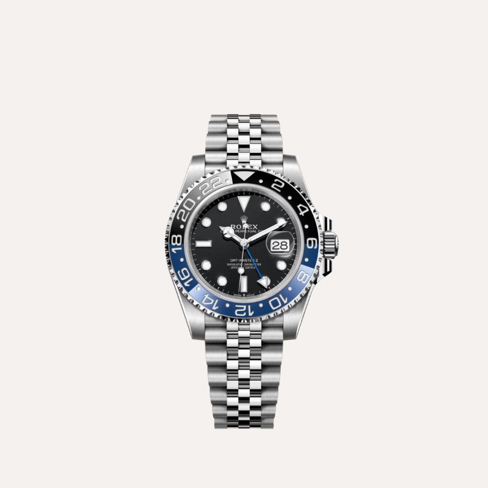 Rolex GMT-Master II "Batgirl" Black & Blue Bezel Stainless Steel Jubilee 126710BLNR.