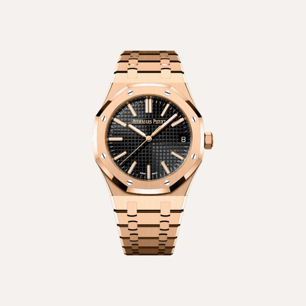 Audemars Piguet Royal Oak Selfwinding 41mm, Pink Gold, Black "Grande Tapisserie" Dial